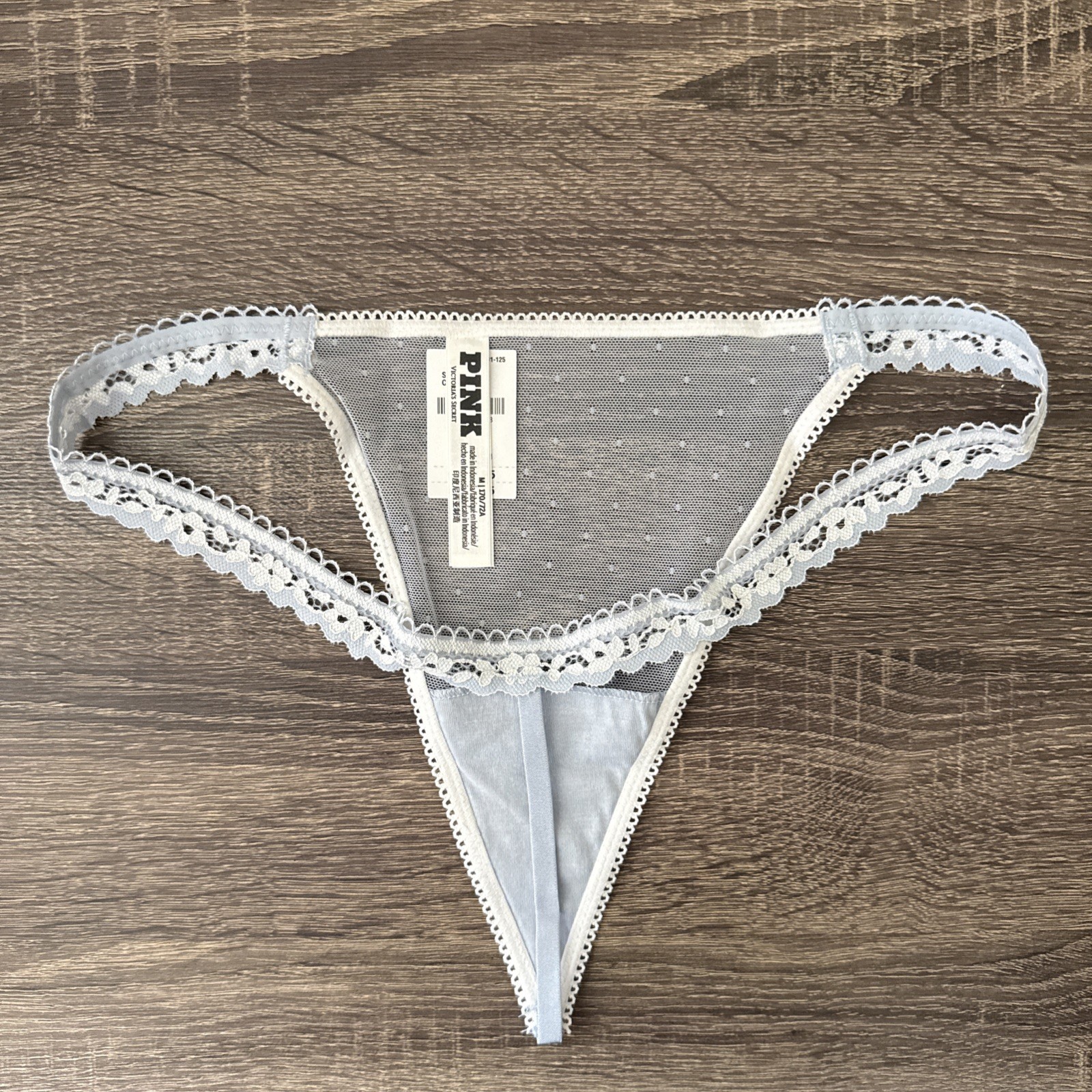 Pink By Victoria’s Secret, Medium Sky, Blue Sheer Mesh V String Panties