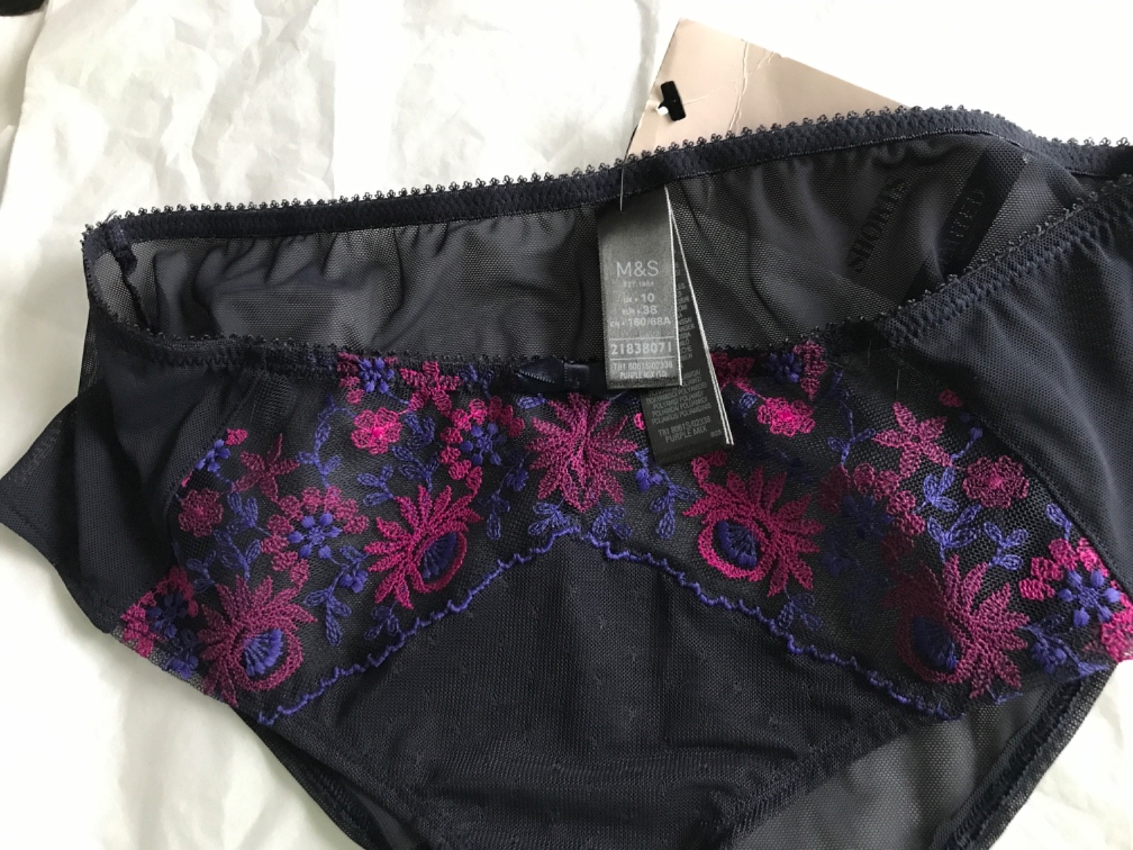 M@S Blue shorty knickers briefs NEW UK 10 X mesh BACK brief NEW