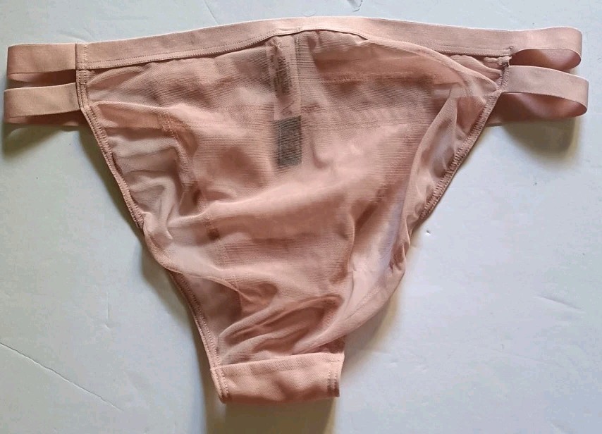 Victoria’s Secret Double Strap String Bikini Panty Sz Large Sweet Nougat Blush
