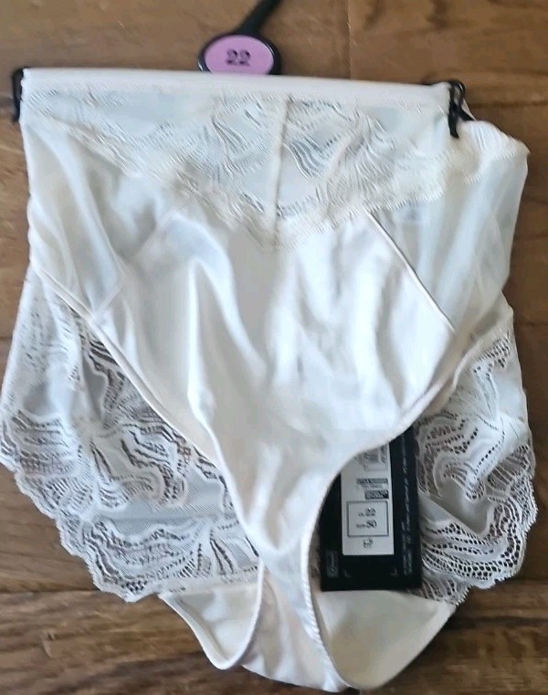 Autograph Cream Mix Satin Lace High Leg Knickers UK Size 22