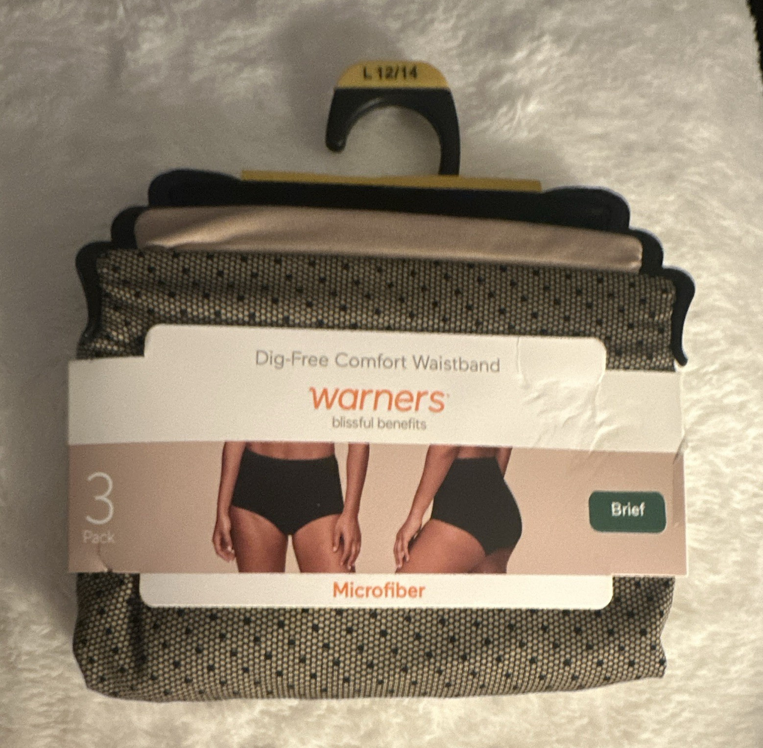 Warner’s Dig-Free Comfort Waistband Microfiber Brief Panties 3 Pack L Polka