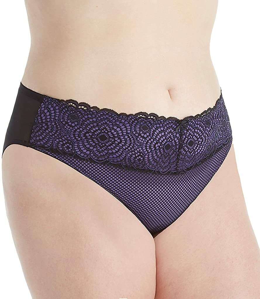 Ashley Graham Women’s Plus Size Low Rise Bikini Panty Purple Rain OX