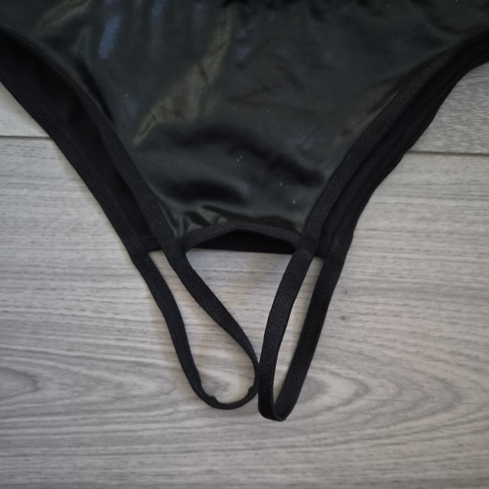 BNWT Ann Summers Black Wet Look Haylan Crotchless Briefs Size Small 6-8