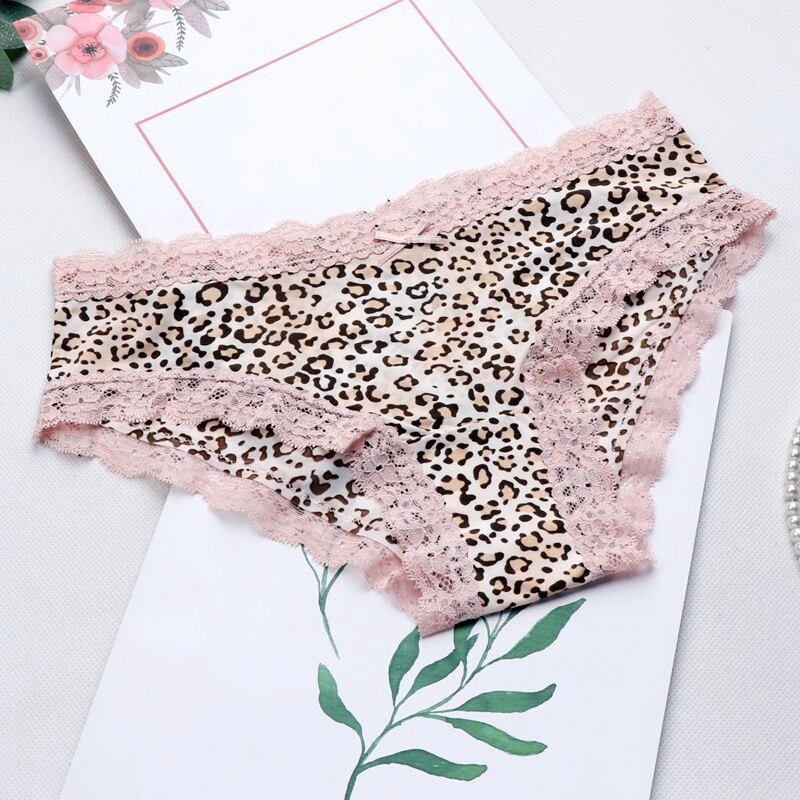 Lady Lace Knickers Leopard Print Panty Sexy Underwear Briefs Underpants Lingerie