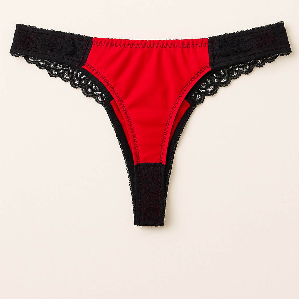 E et D CA200 Lace Thong Panties Red & Black Sheer Floral Low Rise Sexy Lingerie
