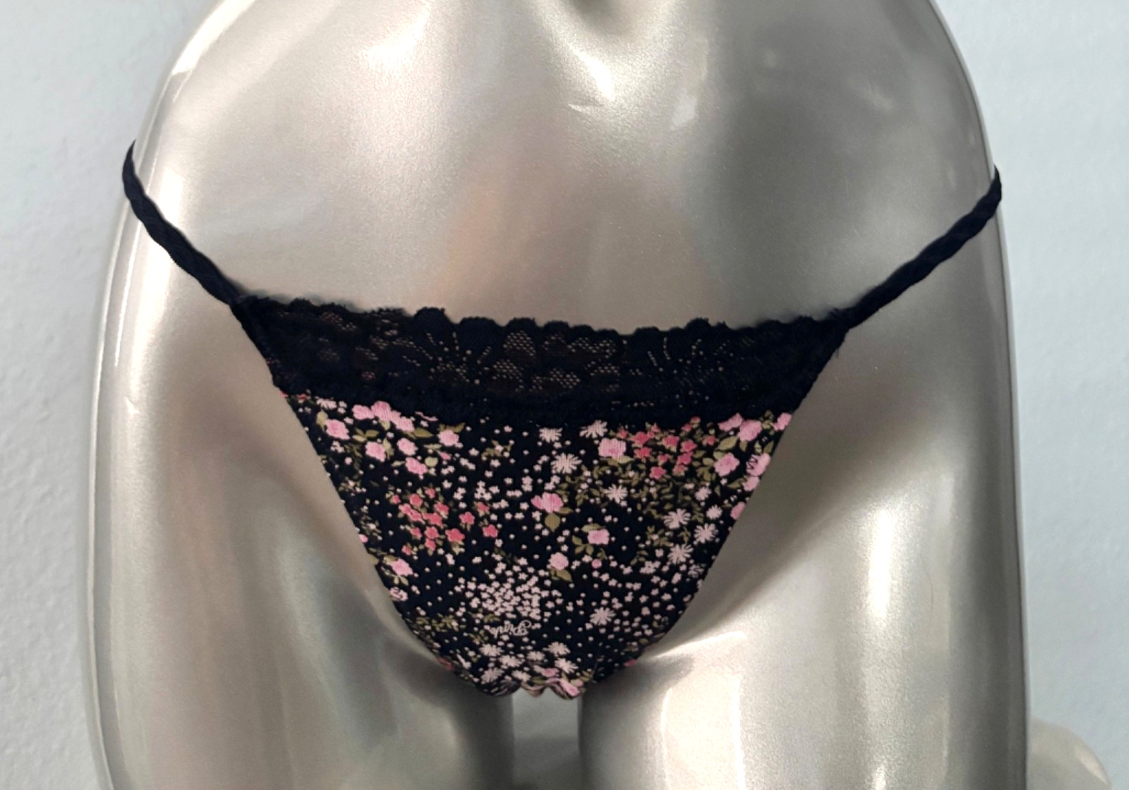 PINK Victoria’s Secret String Bikini Panty Navy Floral w/ Lace Trim S M L XL 2XL