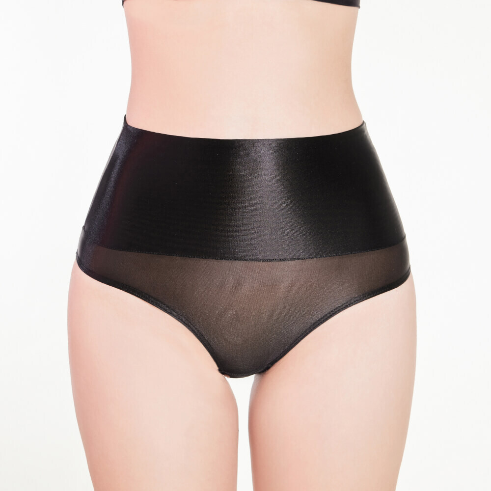 Womens See-through Silky Shiny Glossy High Waist Briefs Bikini Panties Underwear