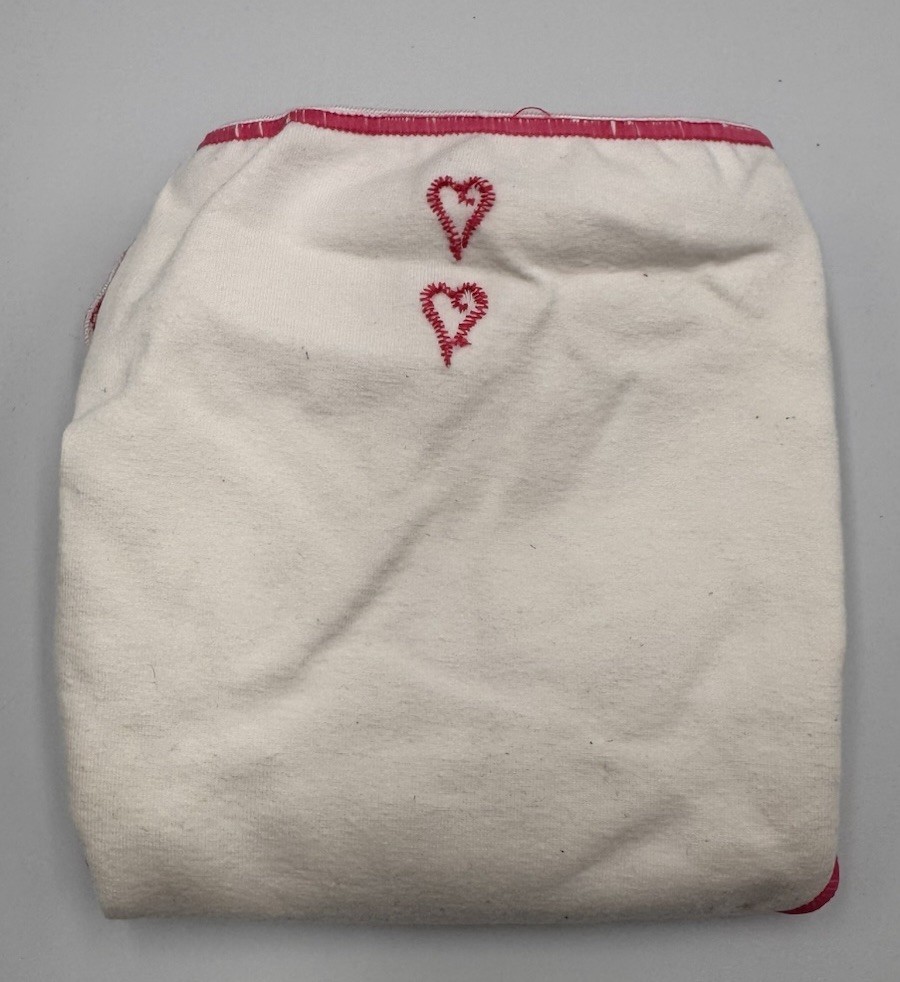 Victorias Secret 1999 White Hi Cut Brief Pink Hearts Trim VS Catalog Package XL