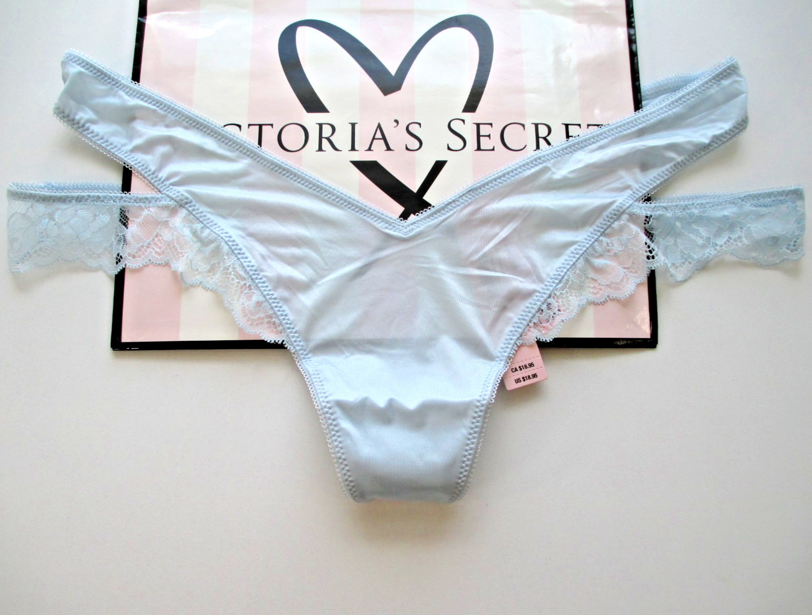 VICTORIA’S SECRET VERY SEXY High Leg Thong Panty S M L XL Blue NWT Cutout Lace