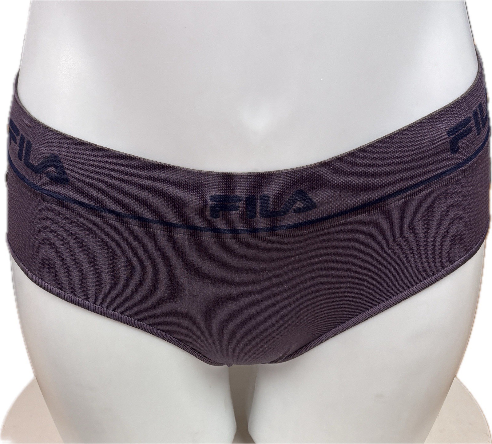 Fila L Purple-Navy-Gray Striped Name Logo Waistband Seamless Hipster Panties 3Pk
