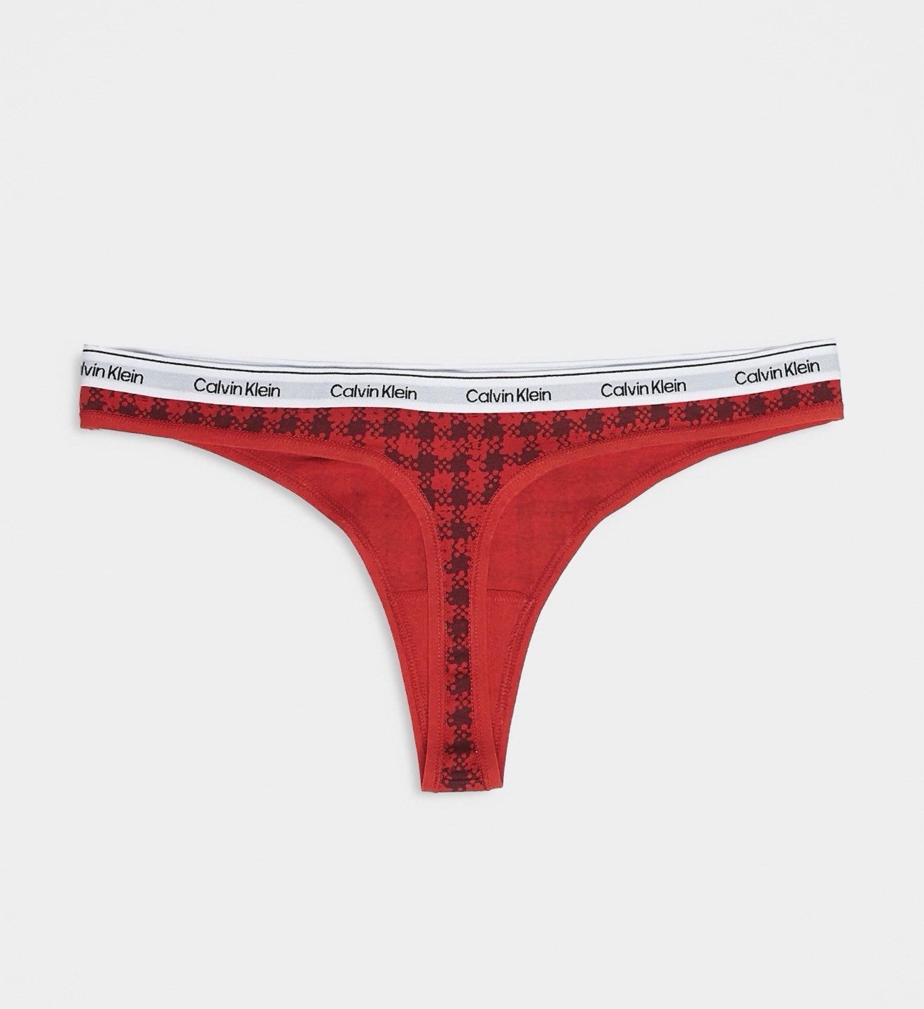 Calvin Klein Icon Logo 3-pack thongs in black/gray/red tartan Large