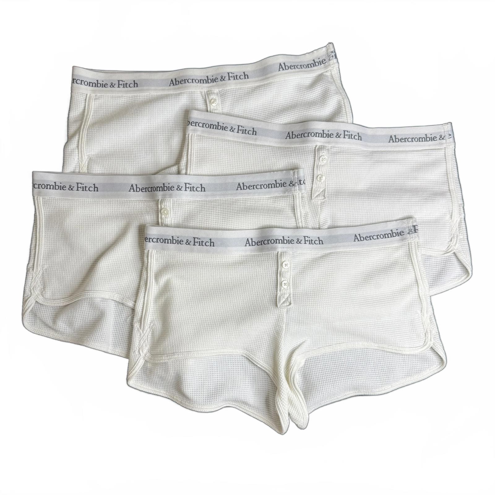 NWOT Abercrombie & Fitch Women’s White Waffle Knit Boy Shorts (4 Pack)