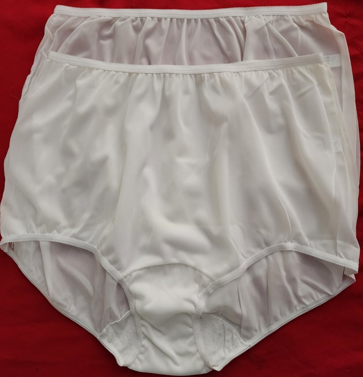 2 Pair Womens Size 12 White 100% Nylon Panty Brief Style Panties USA Made