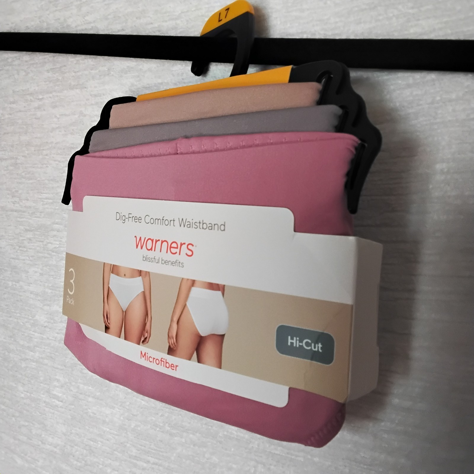 Warners Blissful Benefits Hi-Cut Microfiber Panties 3pk Dig Free Large NWT