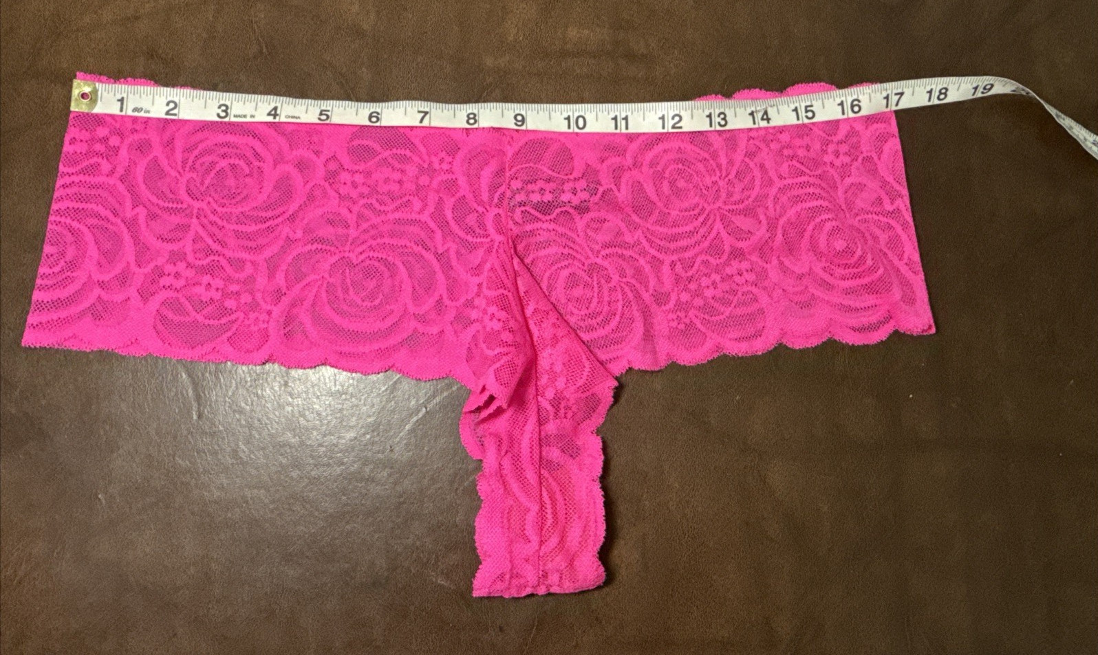 Vintage Smart Sexy Neon Pink Stretch Sheer Floral Lace Bikini Panties Sz 2XL / 9