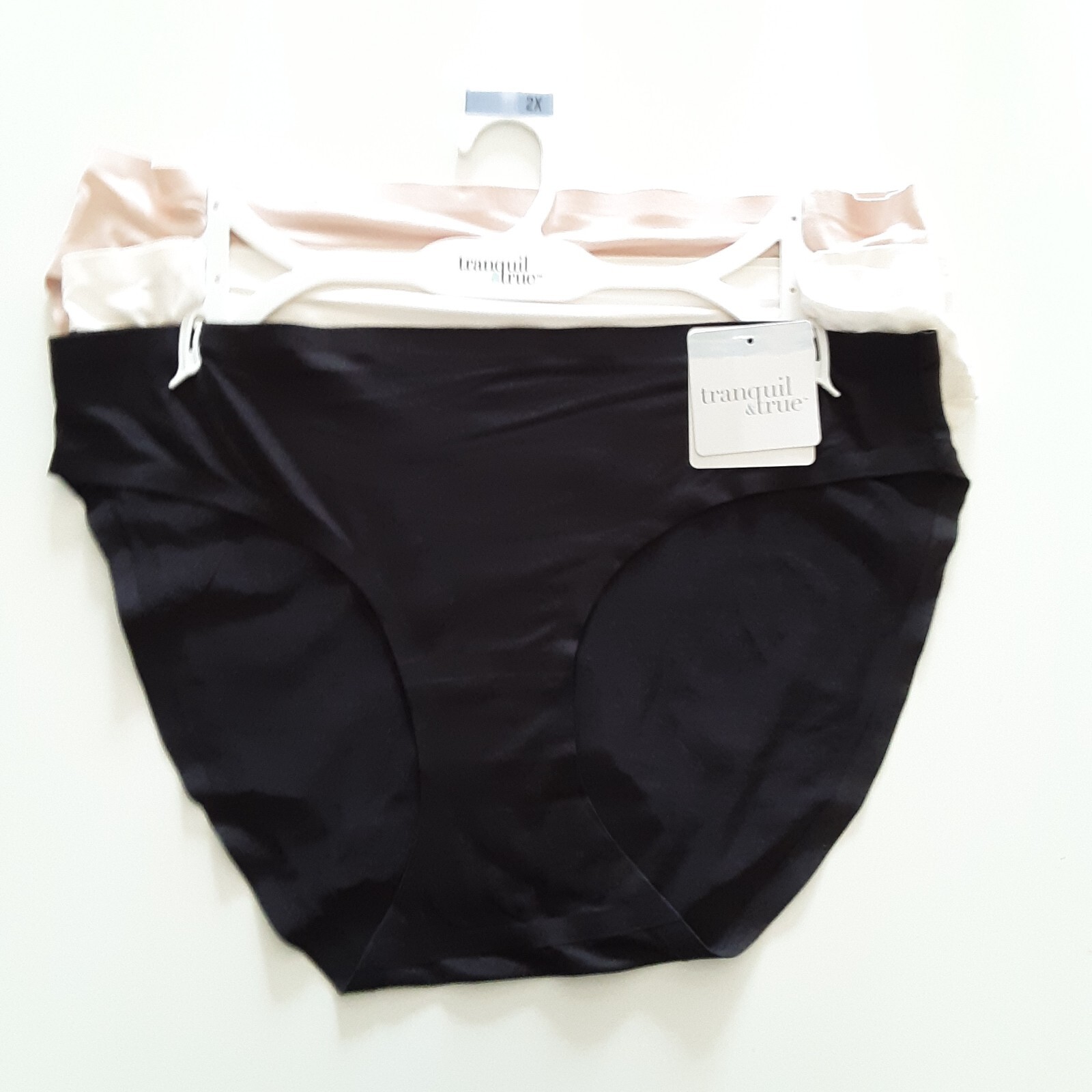 Tranquil & True Womens 2X Hi-Cut Panties Microfiber Solid Black Ivory Pink 3 PK