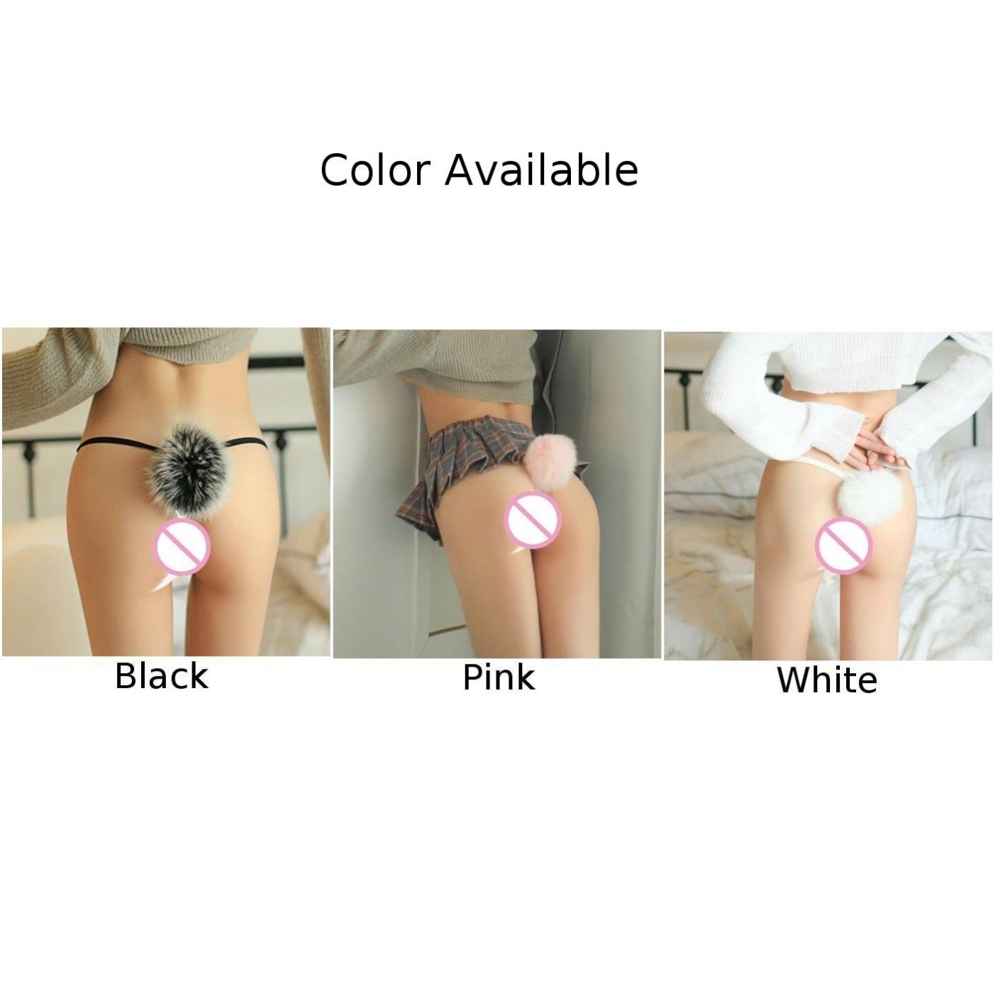 Bedroom Home Panties Thong G-String Rabbit Bunny Sexy Tail 60 – 80cm Waist
