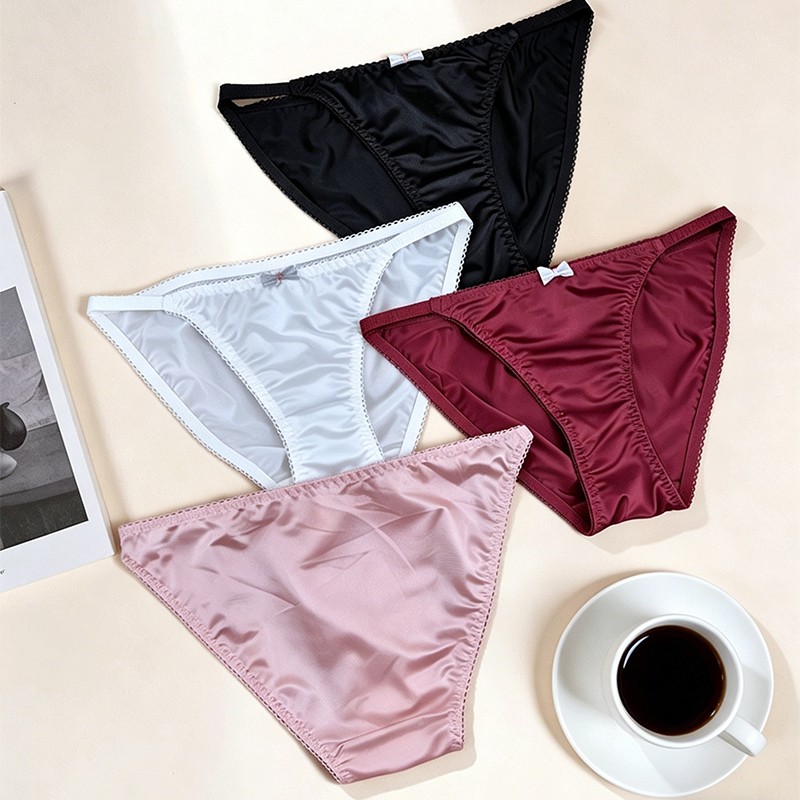 4 Pack Lot Sexy Womens Satin Panties Underwear Bikinis Ladies Briefs Lingeries