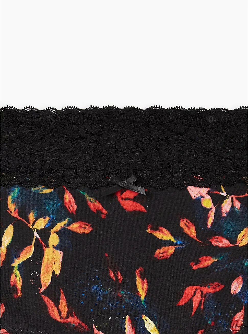 3x Women Cotton Panty Torrid 3 22-24 Wide Lace Boyshort Leaves Black Nwt