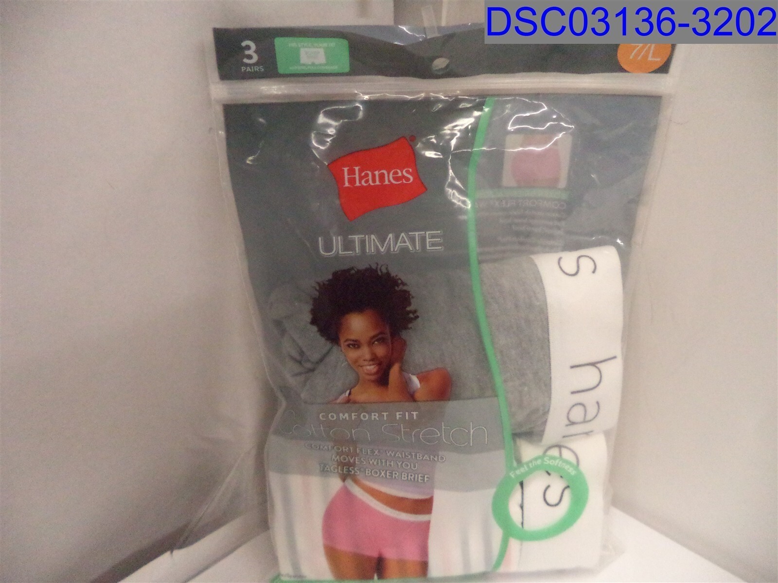 QTY=(1 Pack of 2), Hanes, Women’s Multicolor Set of Panties, Size=7/L, RN#15763