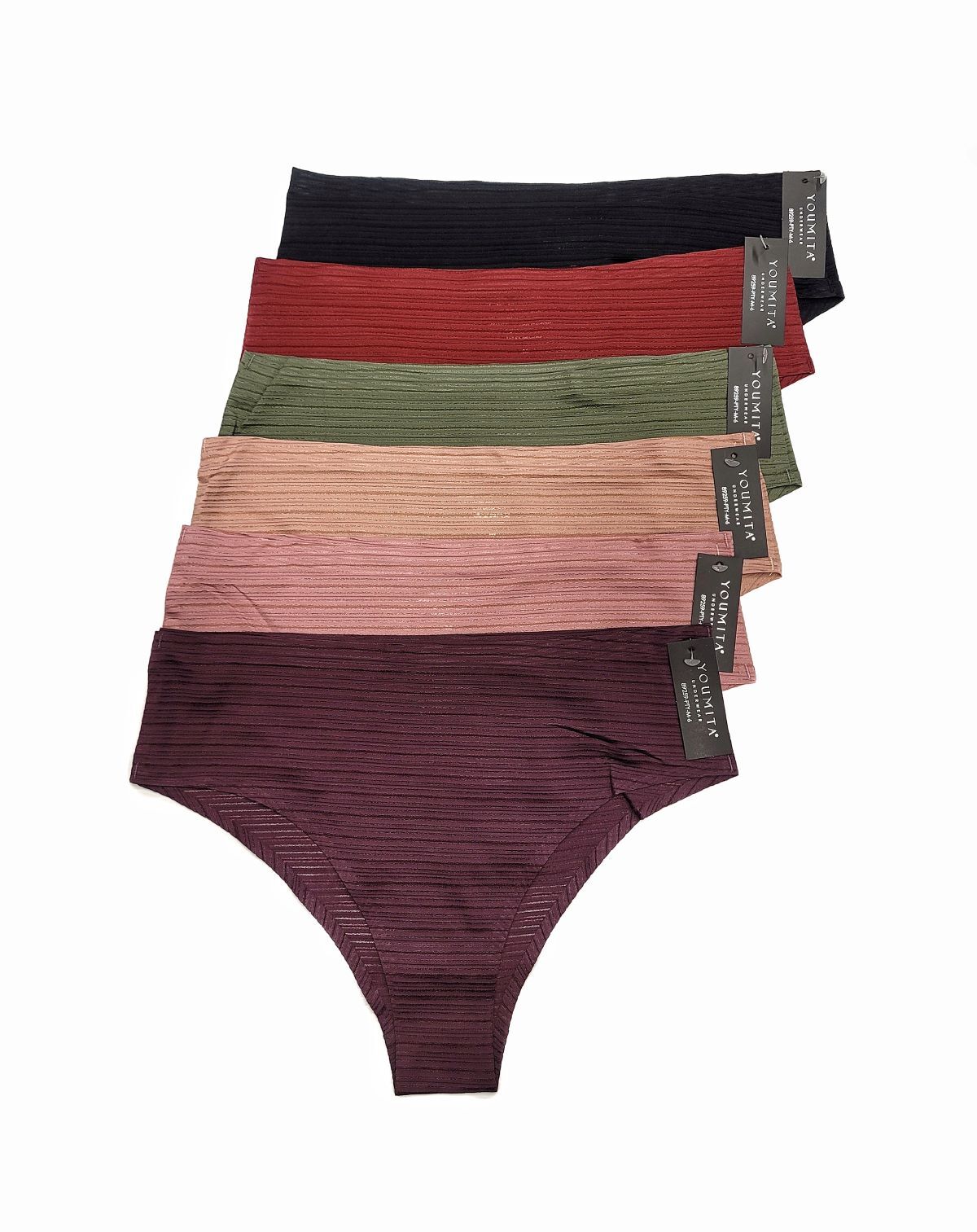 6 Pack Youmita Women’s Invisible No Show Laser Cut Hipster Bikini Panties Size M