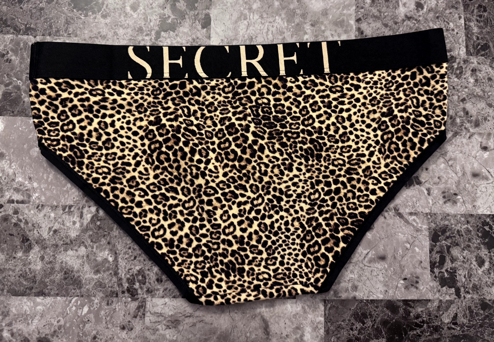 NWT VICTORIA’S SECRET LEOPARD CHEETAH THICK EXPLODED LOGO BAND HIPHUGGER PANTIES