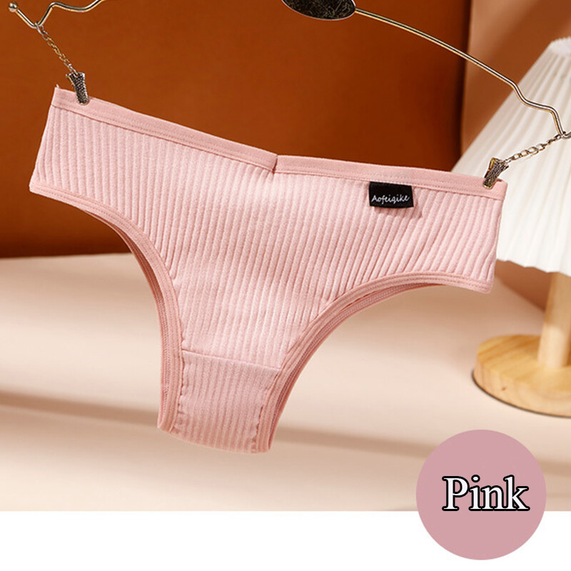 Sexy Women Cotton Lingerie Solid Color Thongs Low-Rise Underpant Bikini Briefs