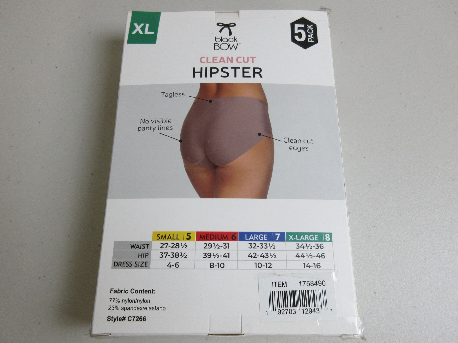 Black Bow Ladies’ Clean Cut Hipster 5-Pack, Size XL – Multicolor (Brand New)