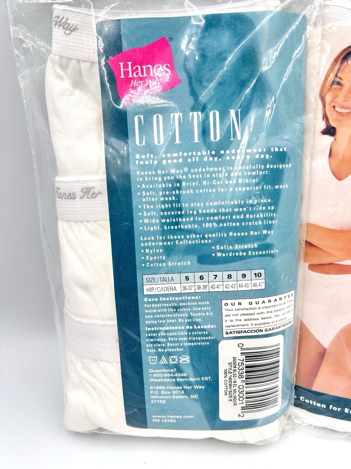 New Vintage 1999 Hanes Her Way Cotton Brief White Underwear Size 6 Lot Of 2