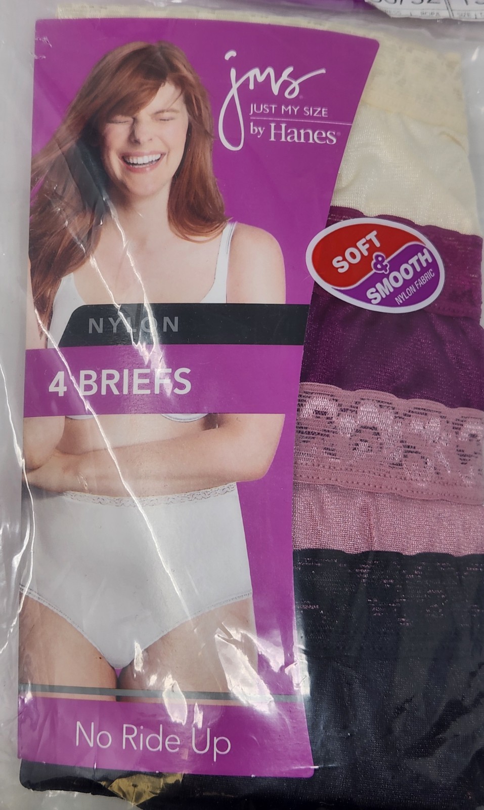 2011 Just My Size Soft & Smooth Nylon Briefs 4-Pack (30/32 Size 13) – New in Bag