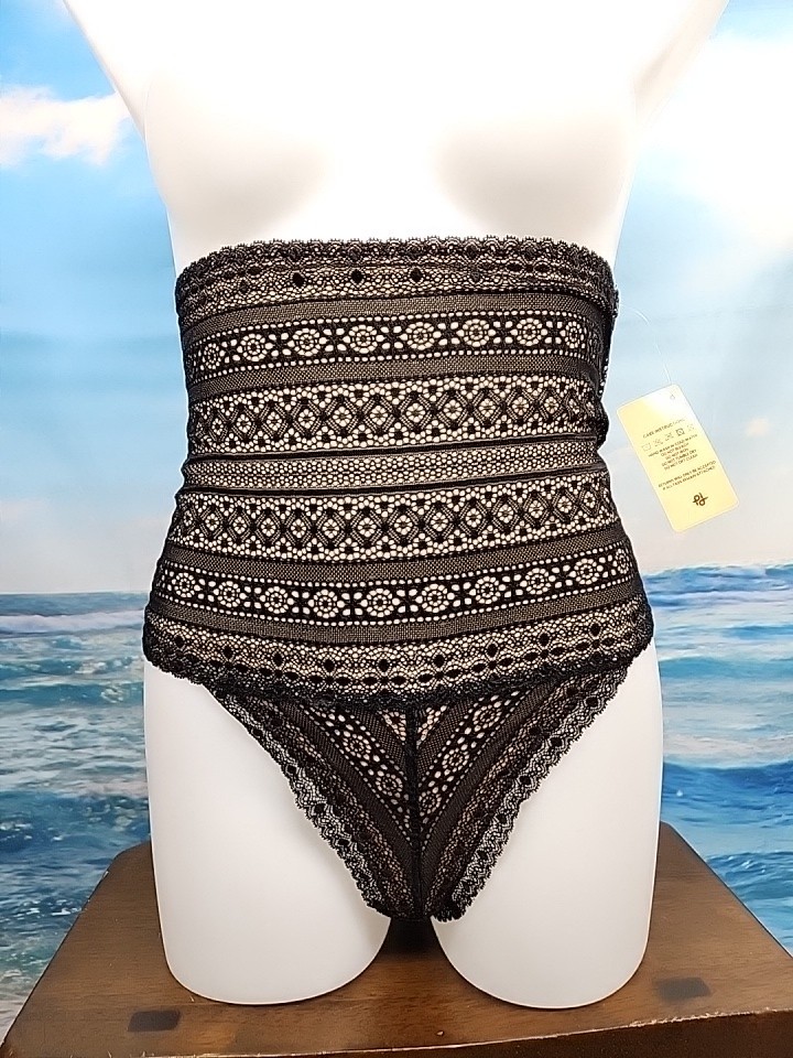 Nwt Popilush Shapewear Panties High-waisted Underwear Lace Thong Black Small