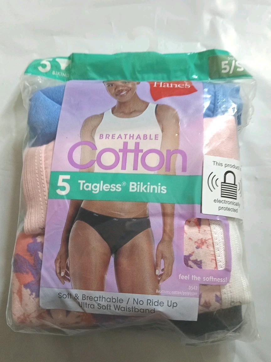 Hanes Womens Cotton Bikini Underwear Cool Comfort 5-Pack- Size 5 Small