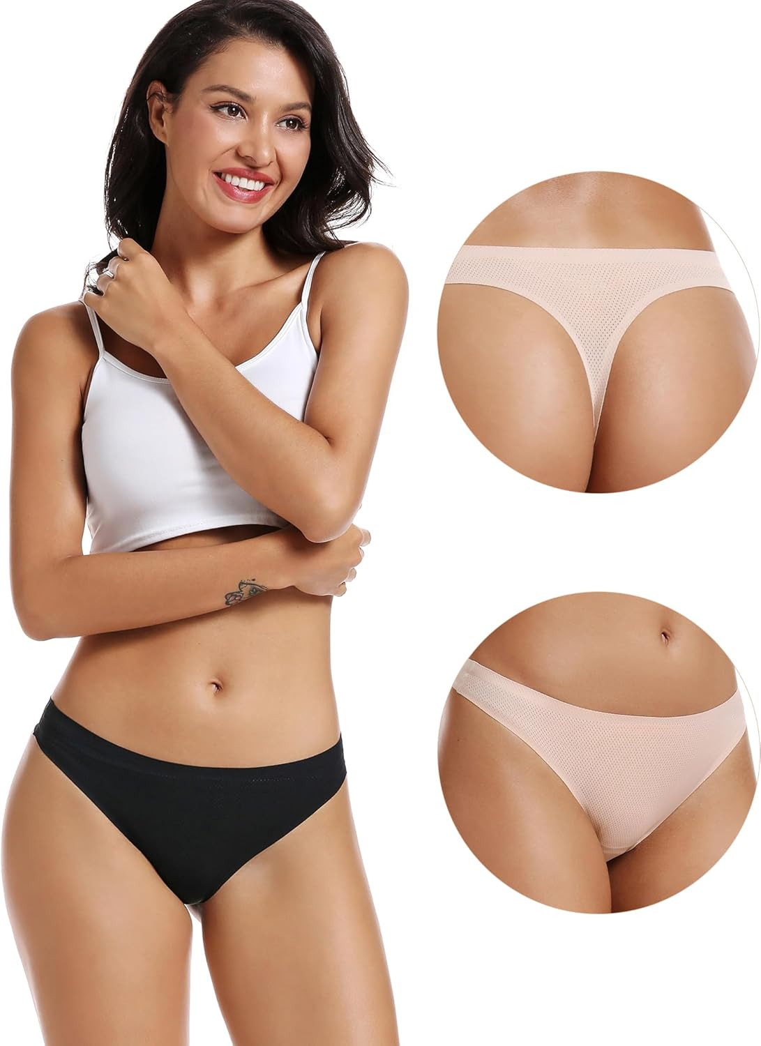 Voenxe Seamless Women Underwear Thongs,No Show Ladies Thong,No Line Workout Brea