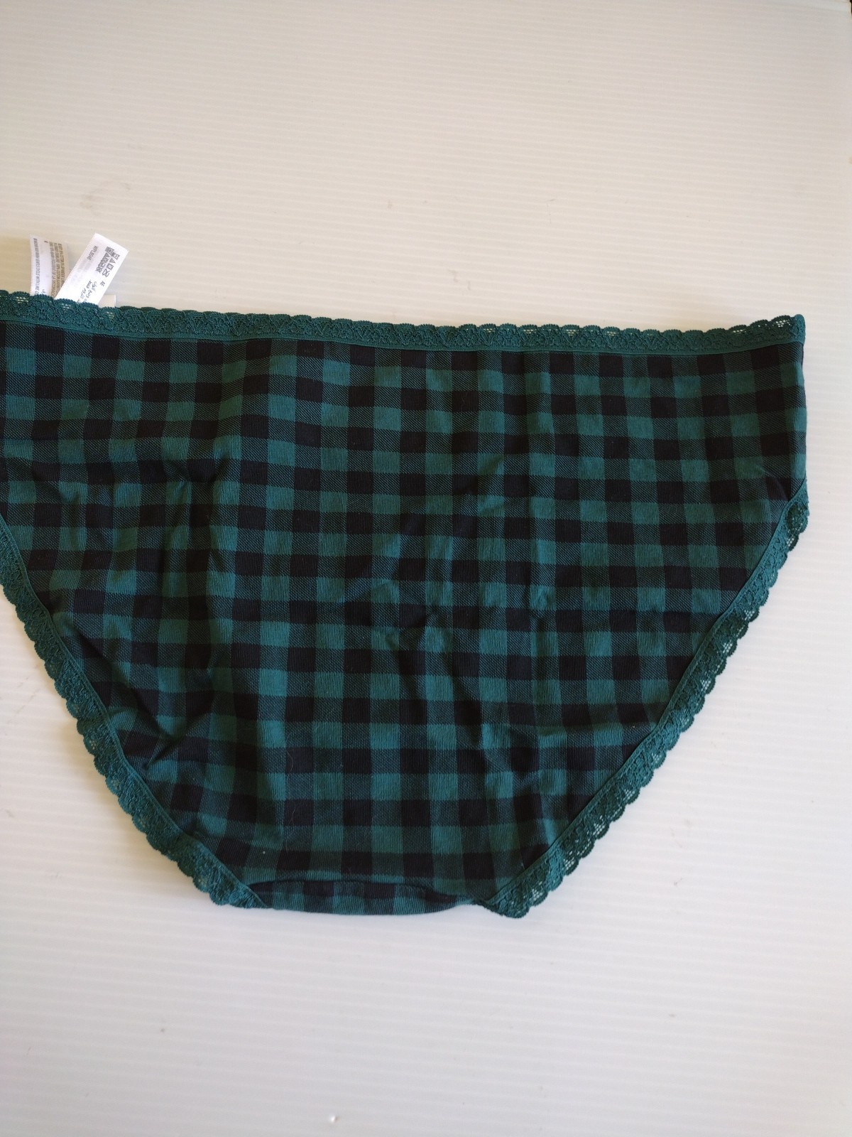 Jenni Intimates Panty Woman XL Great Black Check Lace Trim