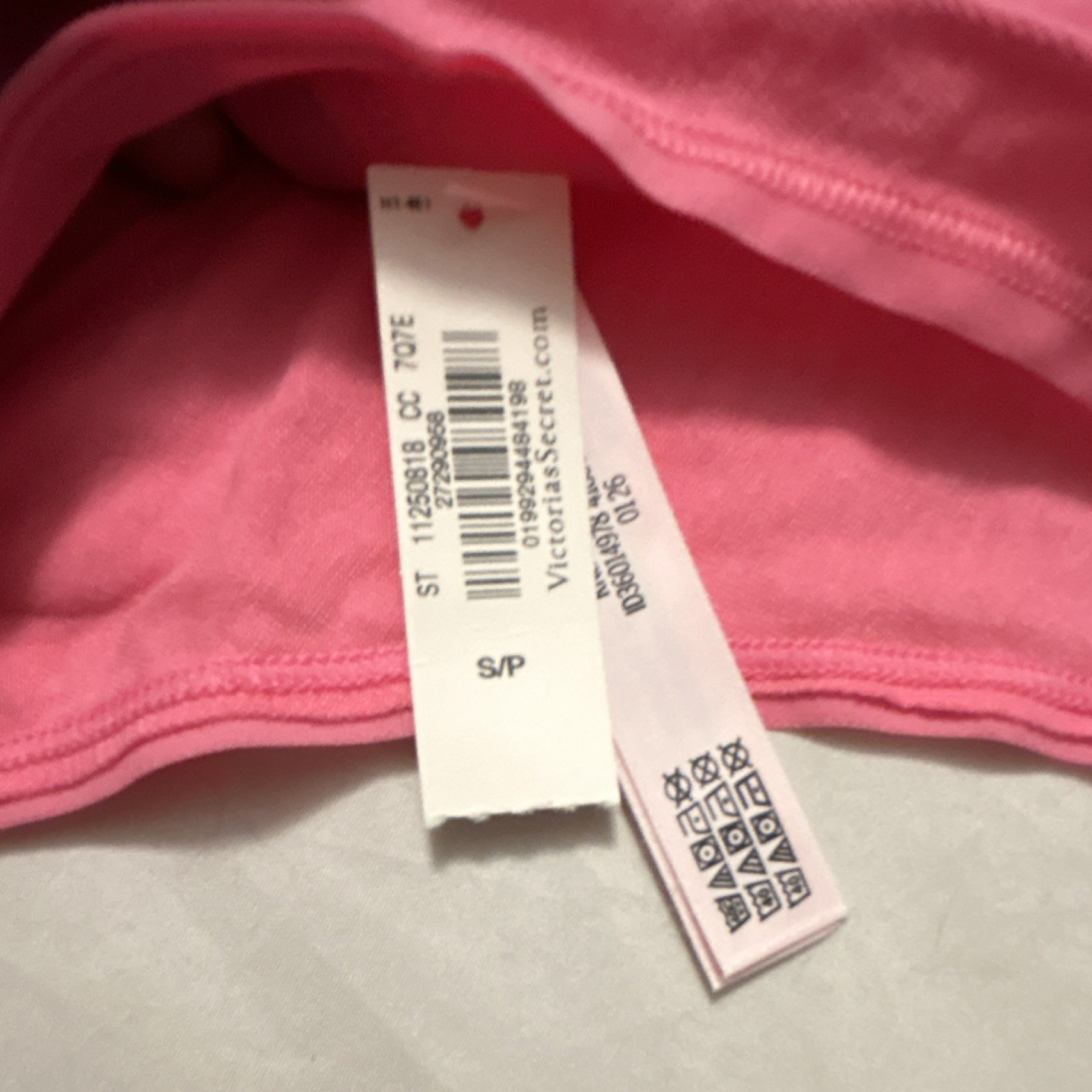 Victoria’s Secret Thong Panties Pink Cotton S/P Solid Logo Women’s 1 Pack