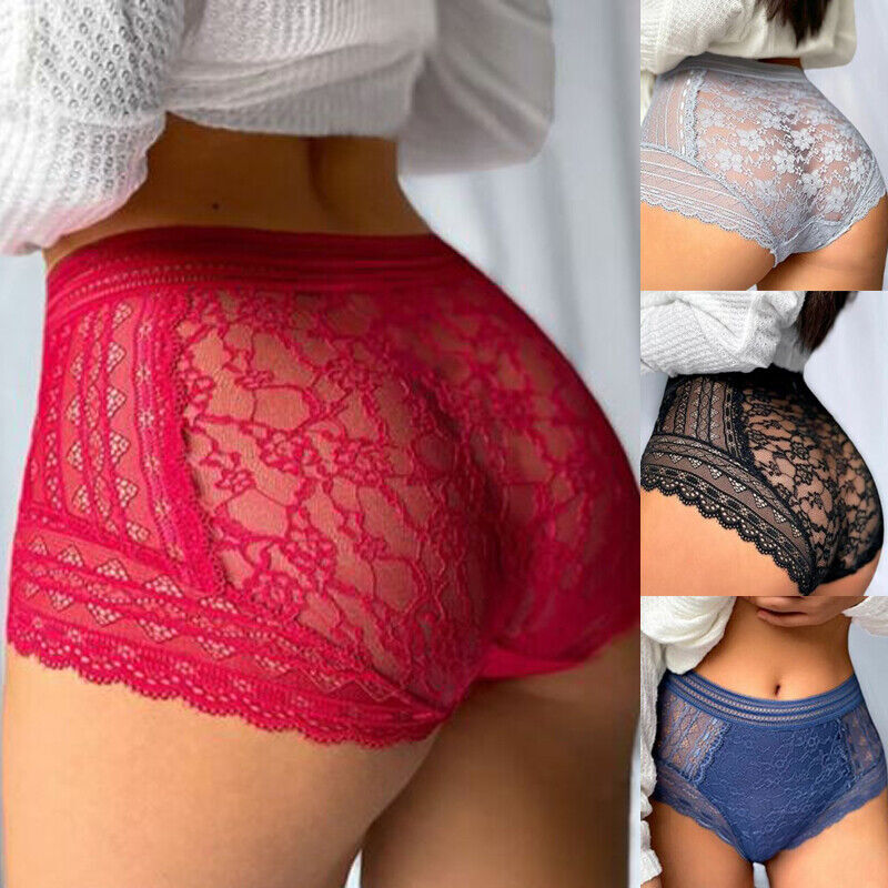 Pack Of 5 Womens Sexy Lace See Through High Waist Brief Panties French Underwear