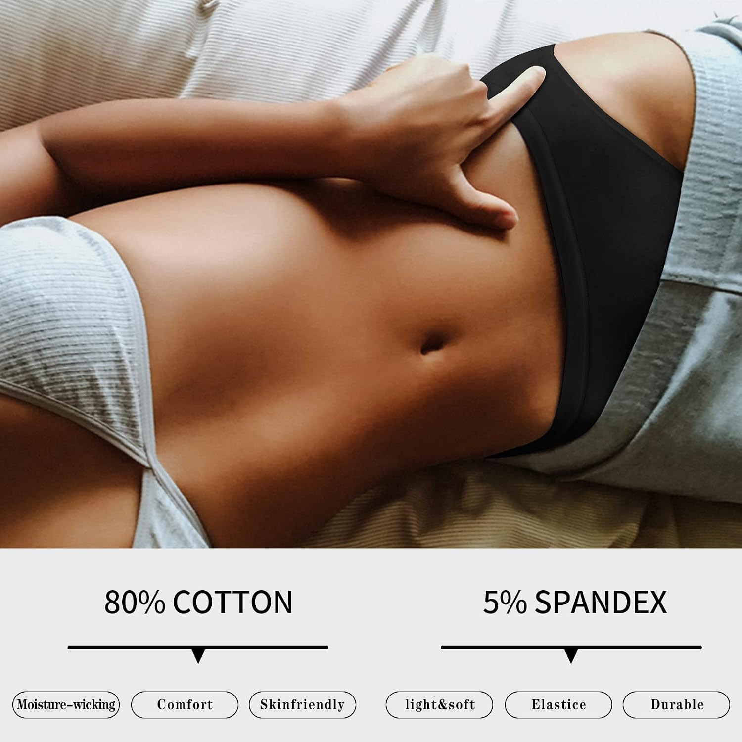 Women’S Cotton Bikini Panties,High-Cut Full Coverage Stretch Cool Underwear for