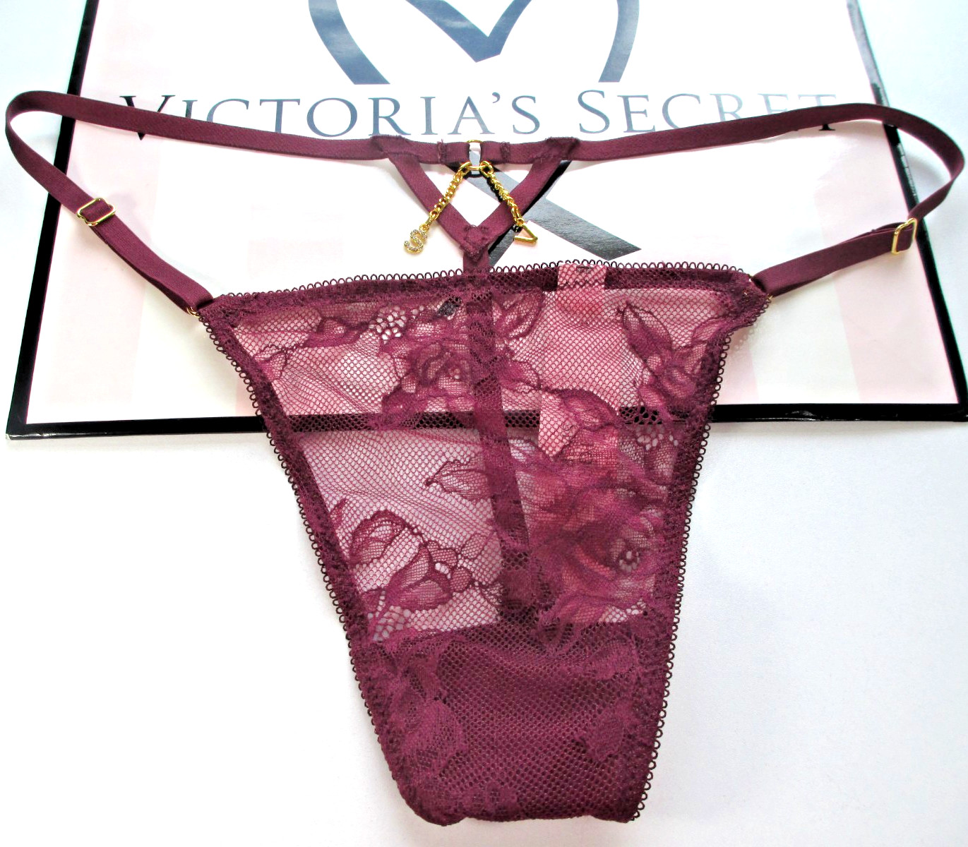 VICTORIA’S SECRET VERY SEXY V-String Thong Panty S M L XL Maroon NWT Lace VS