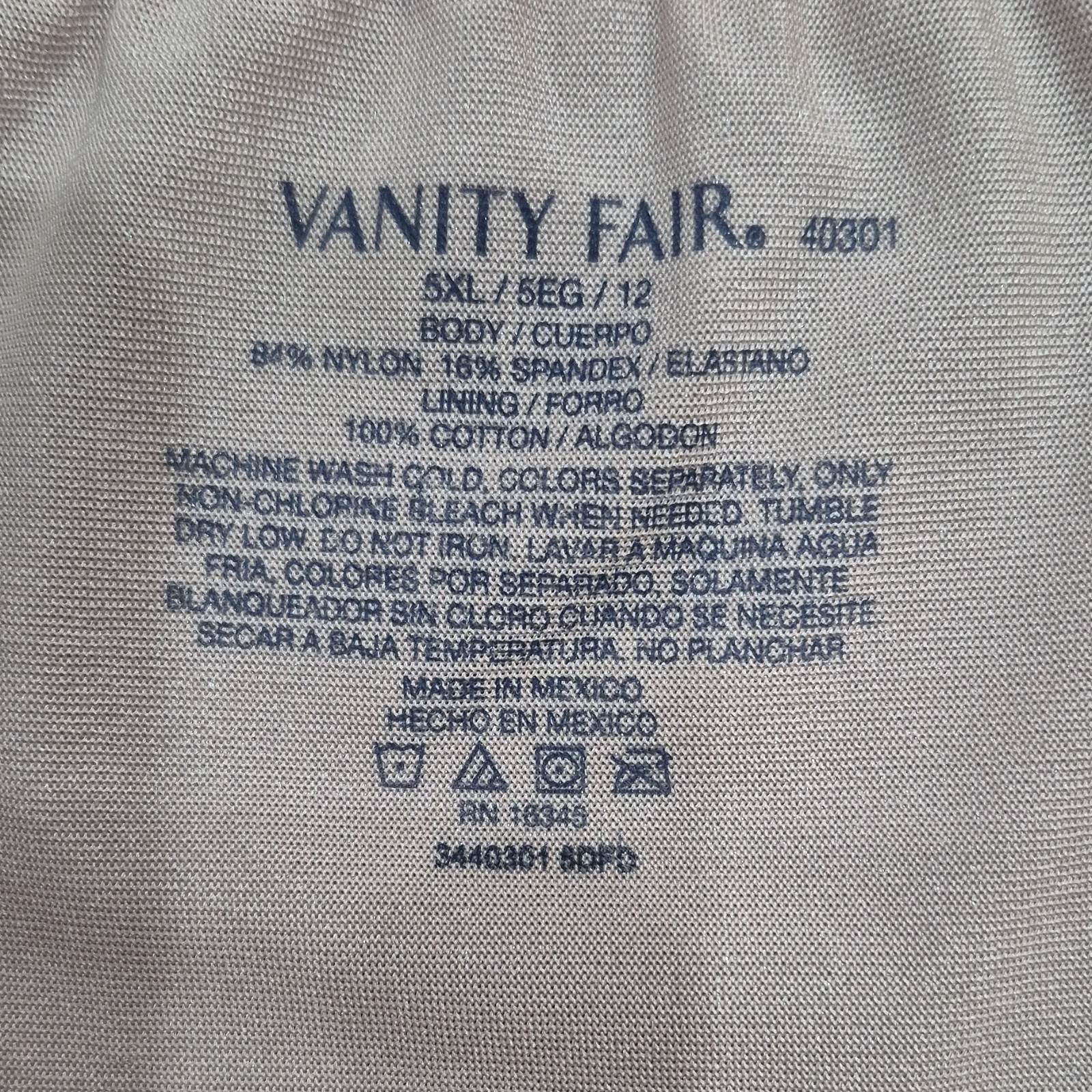 New Vanity Fair Light Control Brief Granny Panties 5XL 3 Pack Lace Trim