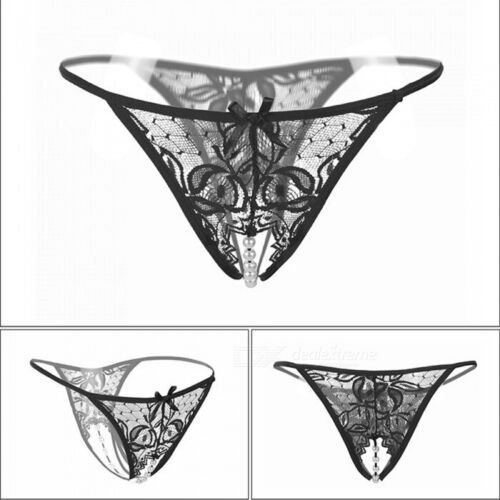 Sexy Womens Lace Thong G-string Crotchles Panties See Through Lingerie Underwear