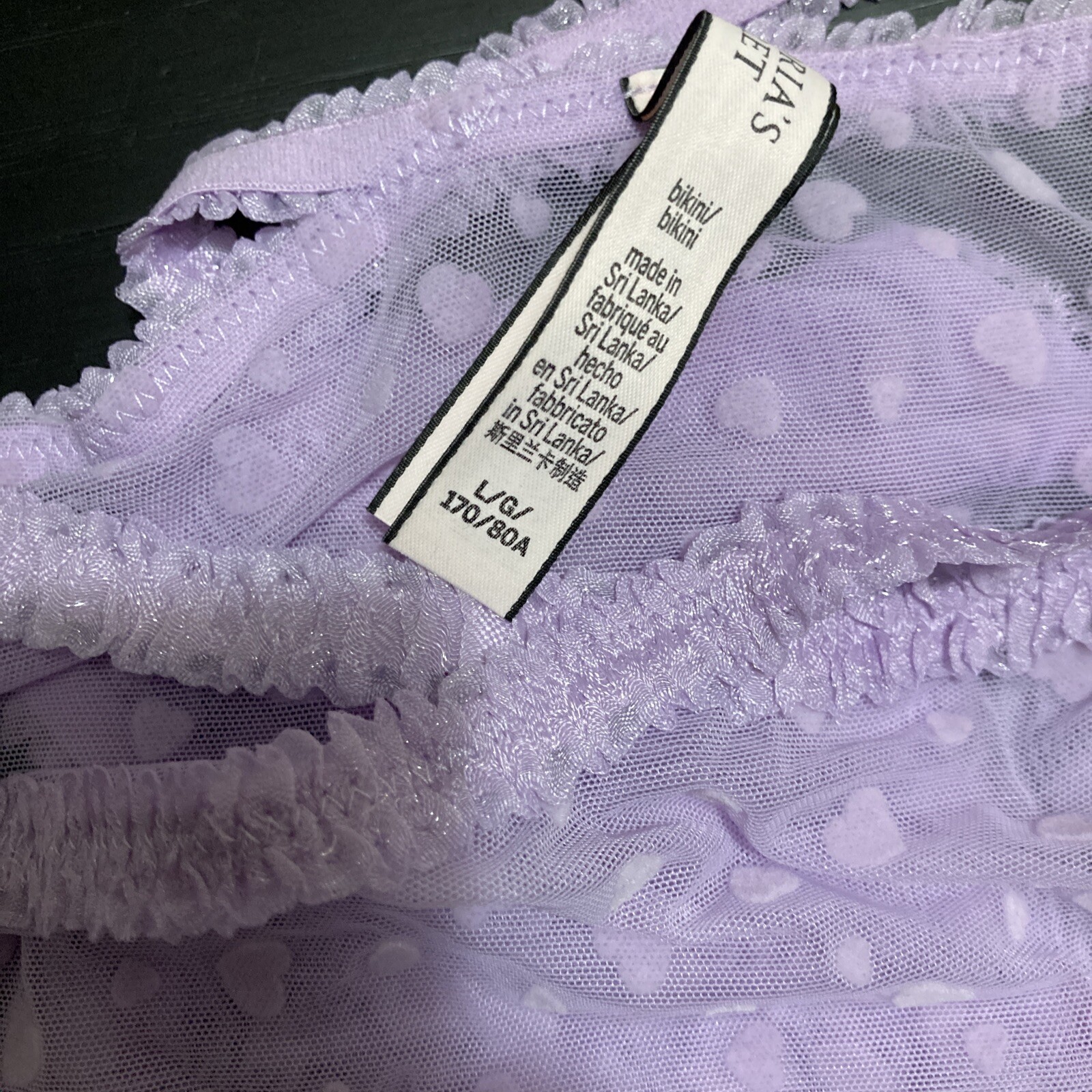 Victoria’s Secret Cotton Mesh Heartbreaker Lavender Bikini Panty L Free Ship w 5