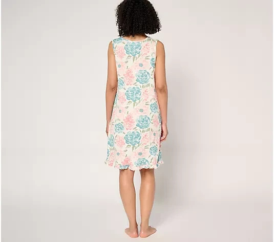 Berkshire Homewear Silky Smooth Chemise & Robe Set-Pink/Teal-Large-NEW-A677431