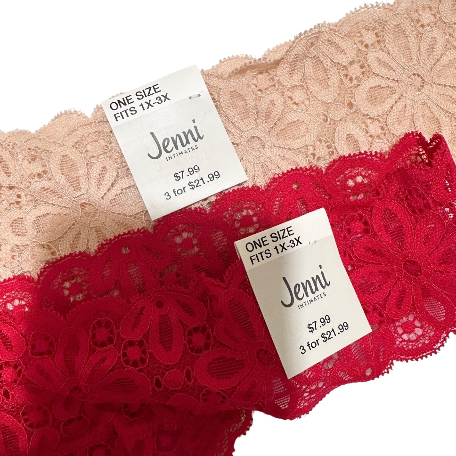 Jenni Intimates Womens Chai Red Plus Size Fits 1X-3X One Size (2) Pairs ~~ NWT