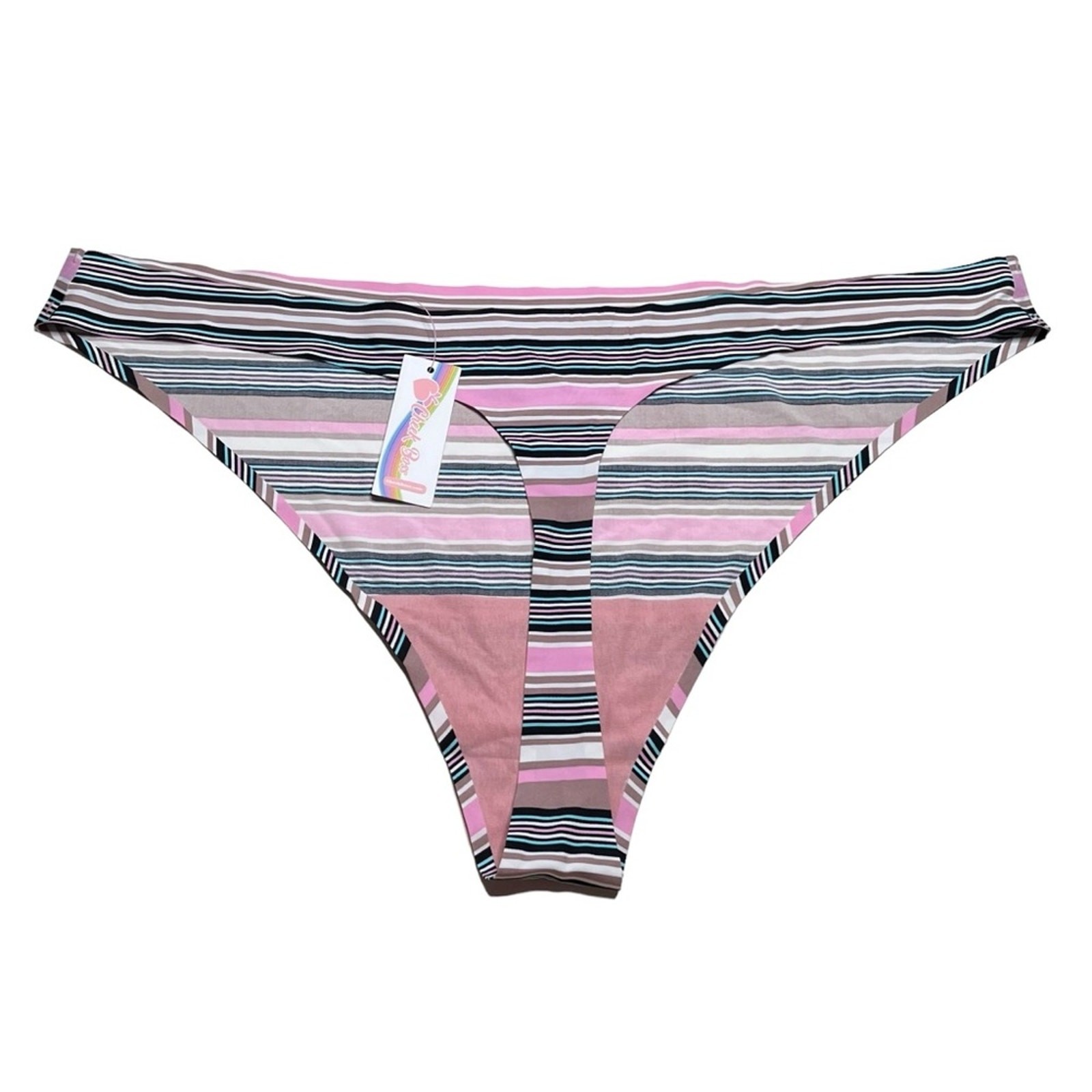 Cheek Boss Thong Pastel Mocha Stripes Size 4XL