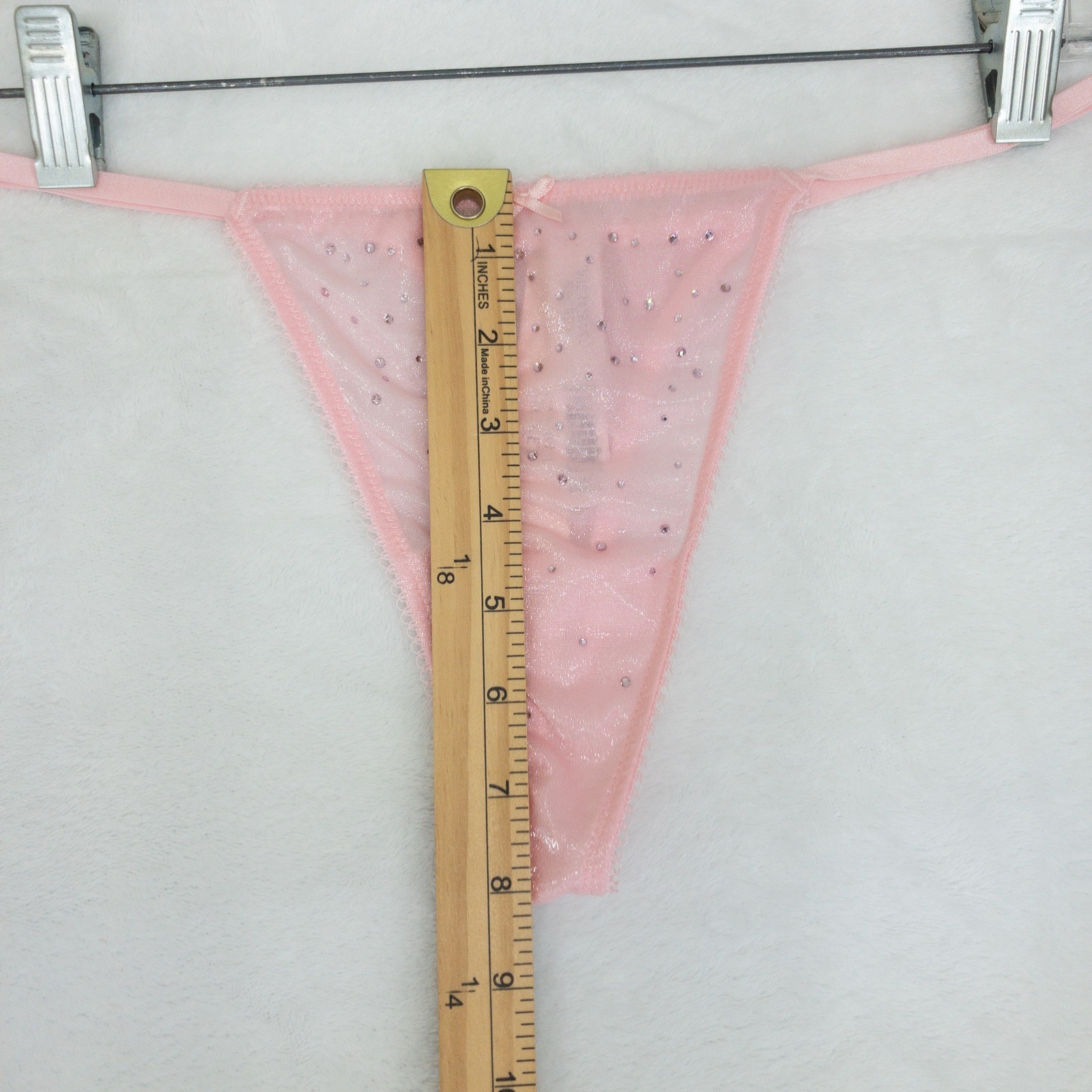 Victorias Secret Dream Angels Crystal Shimmer Thong Panties Womens Medium Pink
