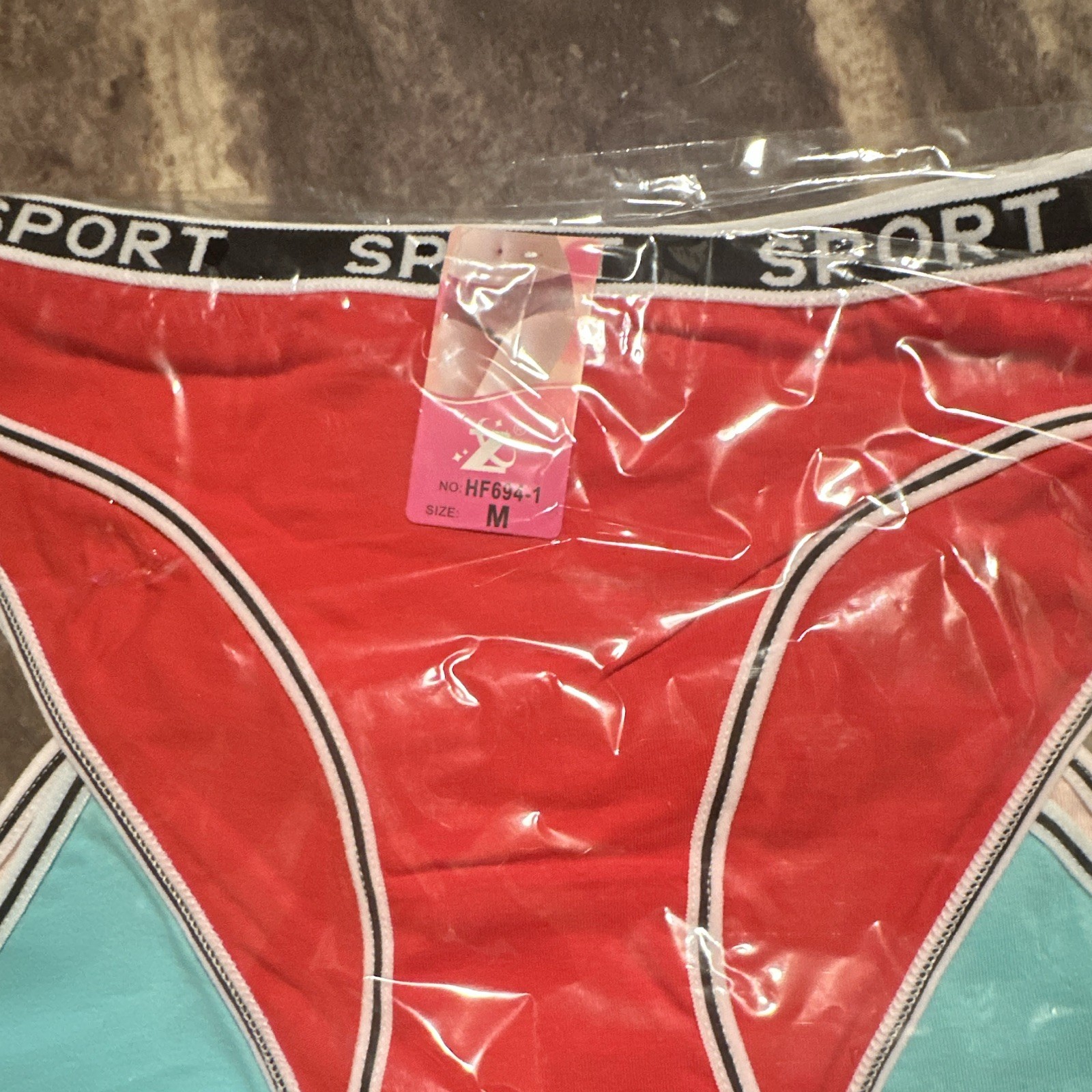 Women’s Bikini Panties Multicolor Colorblock Sports Theme Size M