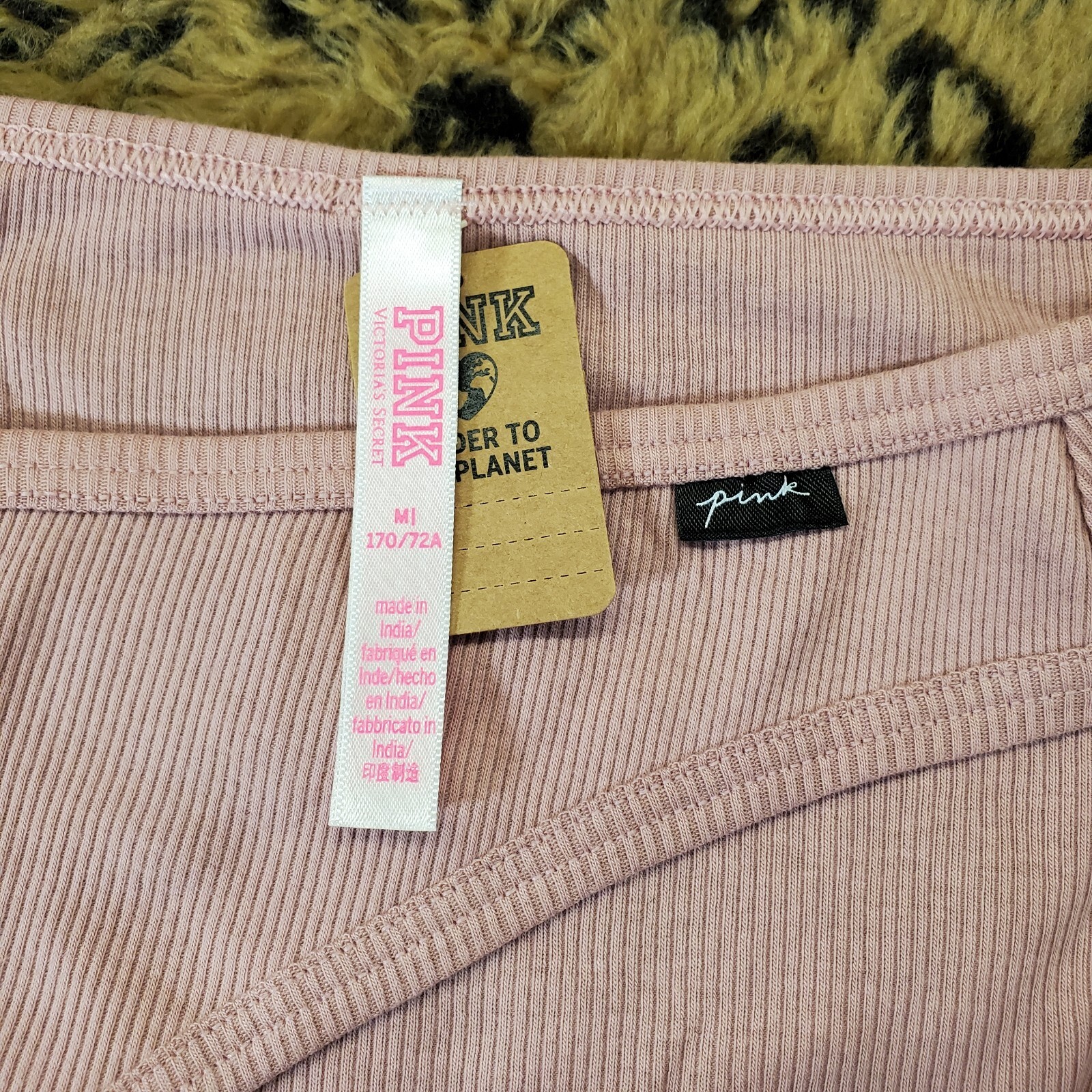 Victoria’s Secret PINK Logo Pink Pleated Bikini Panty M NWT Sexy