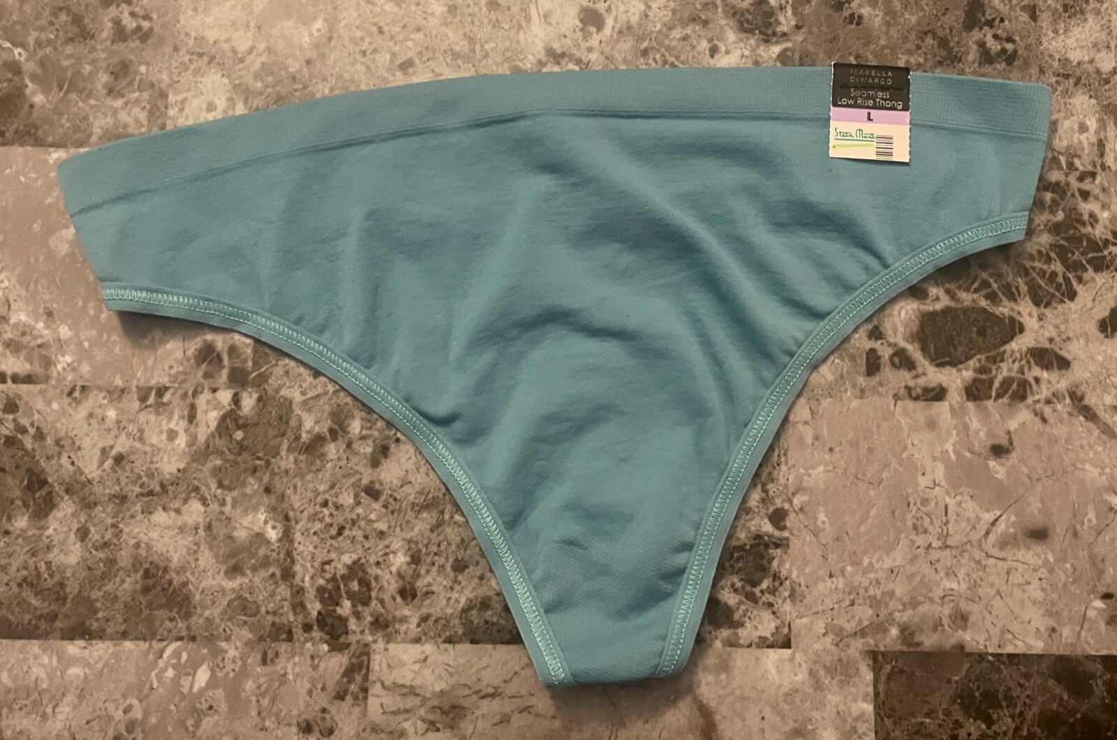 NWT ISABELLA DEMARCO LARGE SEA GREEN BLUE STRETCH SEAMLESS RARE THONG PANTIES