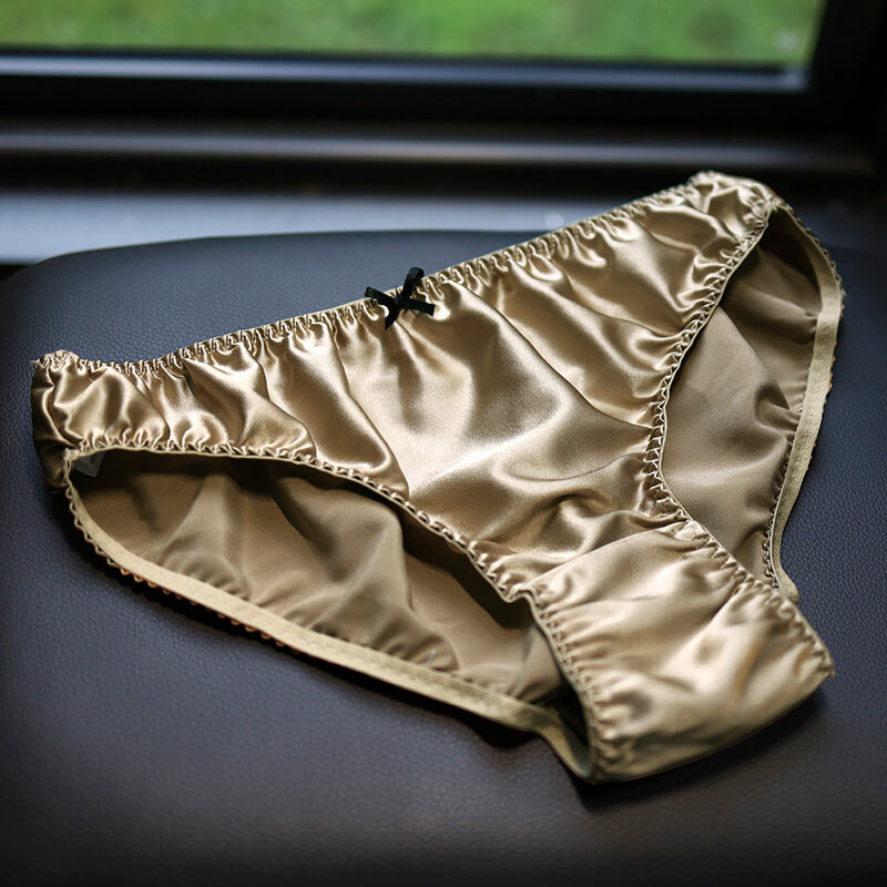 Womens 100% Silk Panties Briefs Bikinis Daliy Underwear Cheeky Shiny Bottoms