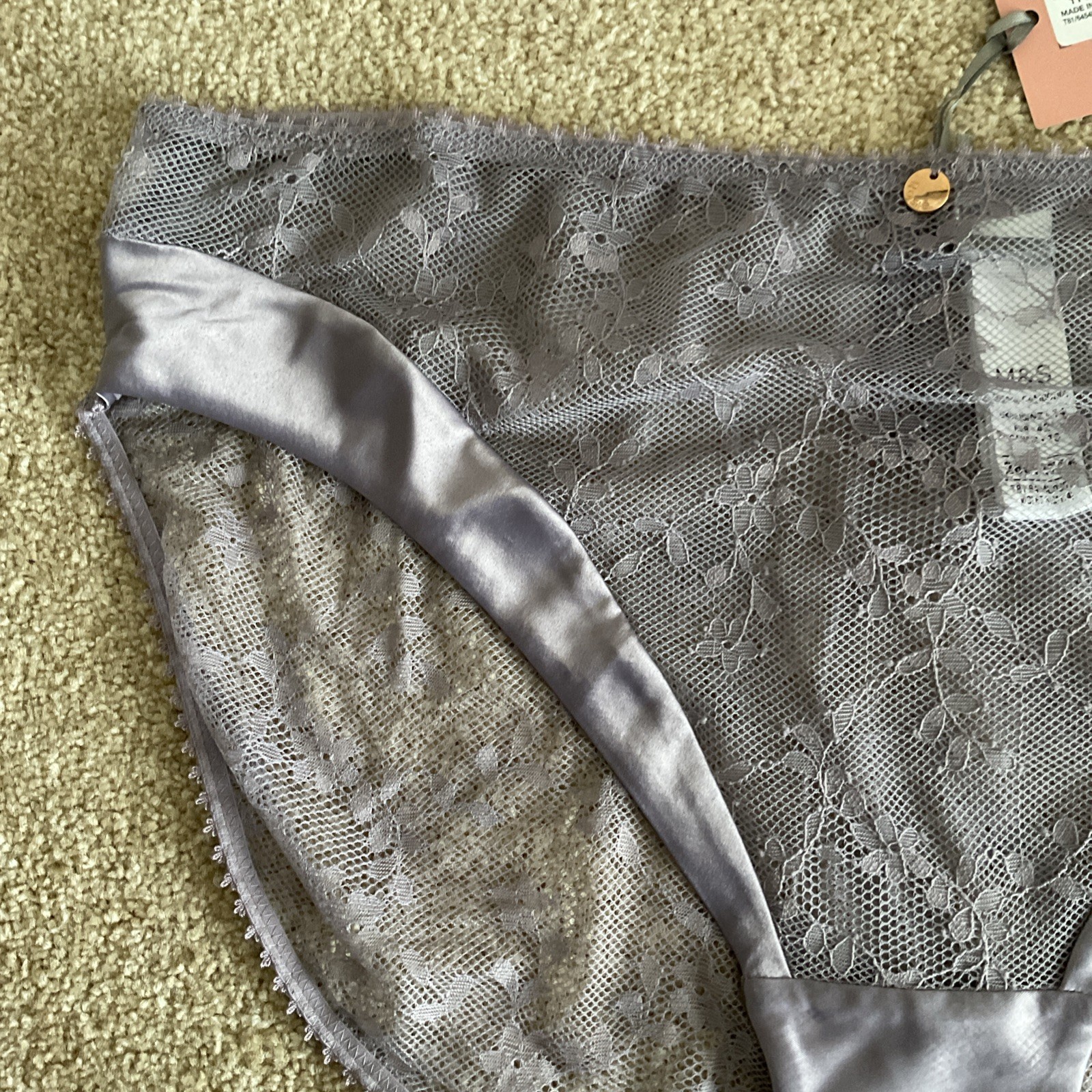 M&S Size 14 Rosie Rosa High Leg Knickers Lace With Touches Of Satin Violet Storm